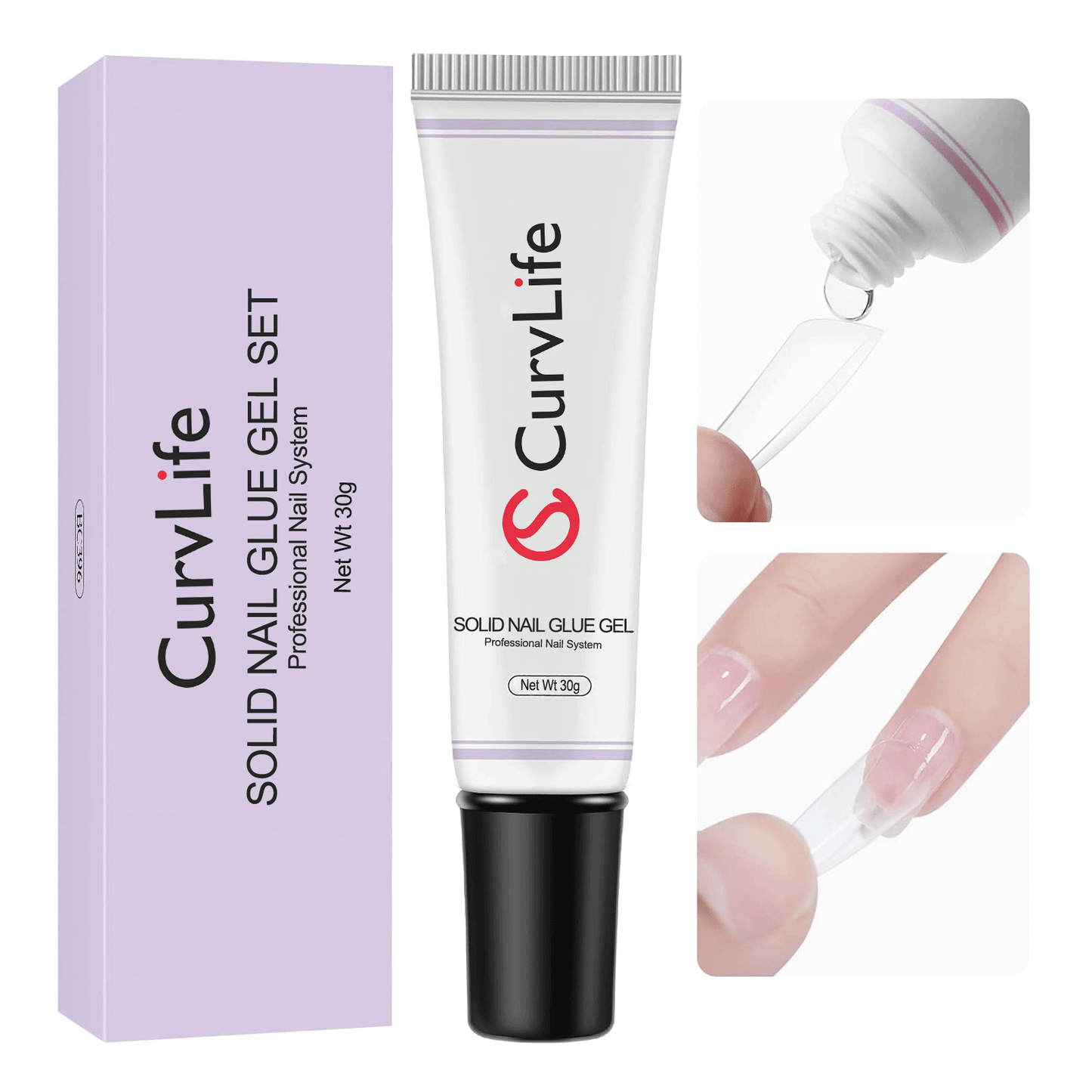 30g Toothpaste Solid Nail Glue Need Light Cured(Not recommend for dark color)for press on nails