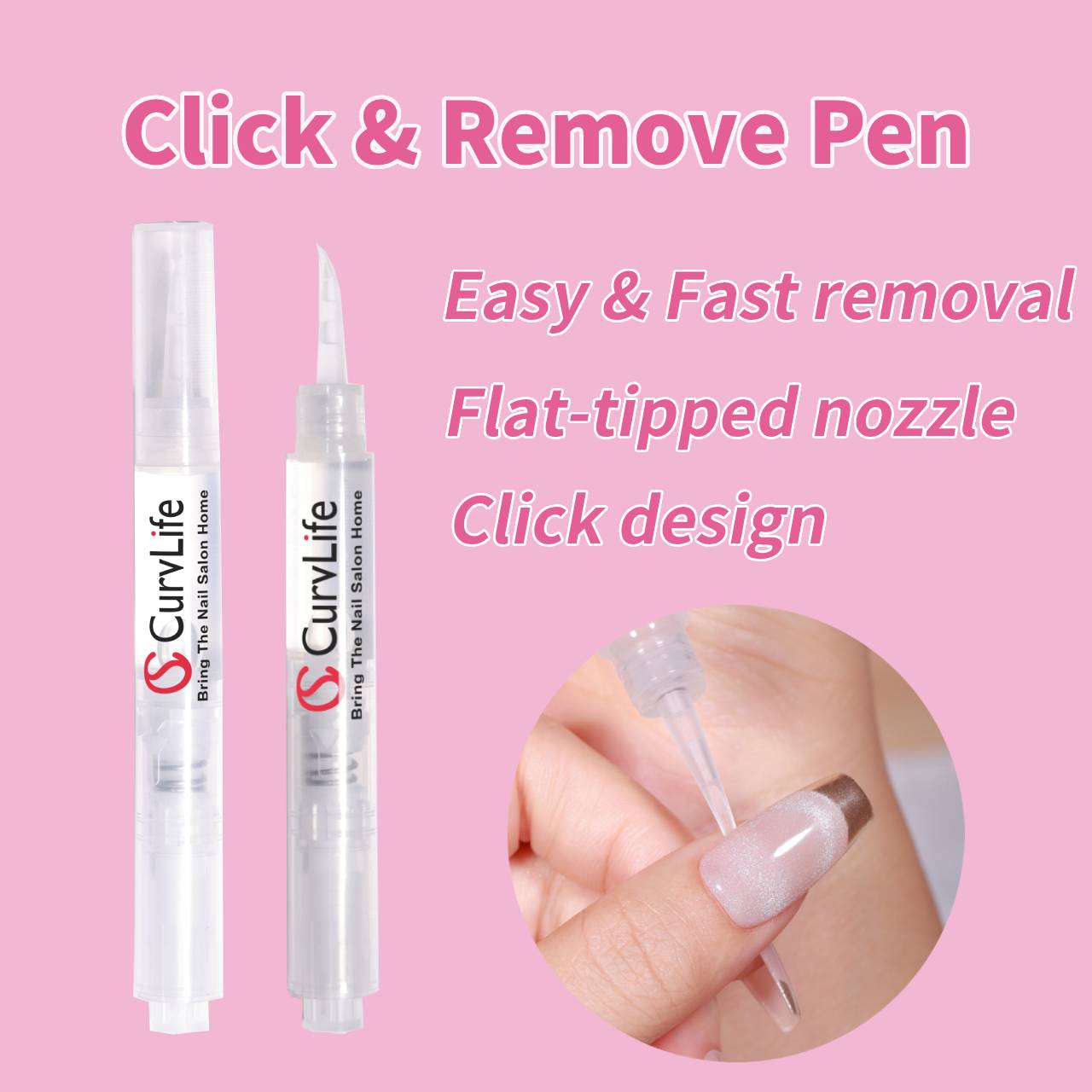 Curvlife Click & Remove Pen for Multi-functional 5ml Press on Nail Glue