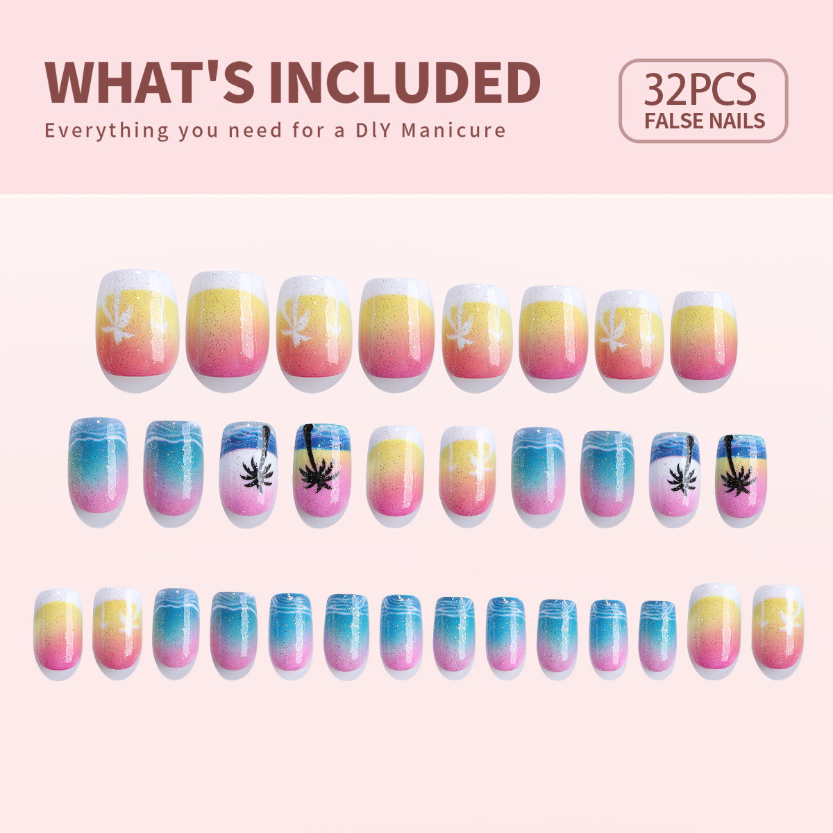 Gel Press On Nails 16 Sizes-32 Pcs Kit X004O3C409-