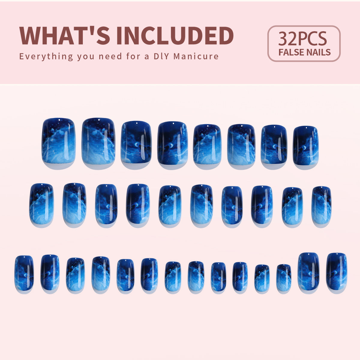 Gel Press On Nails 16 Sizes-32 Pcs Kit X004O2YY03-