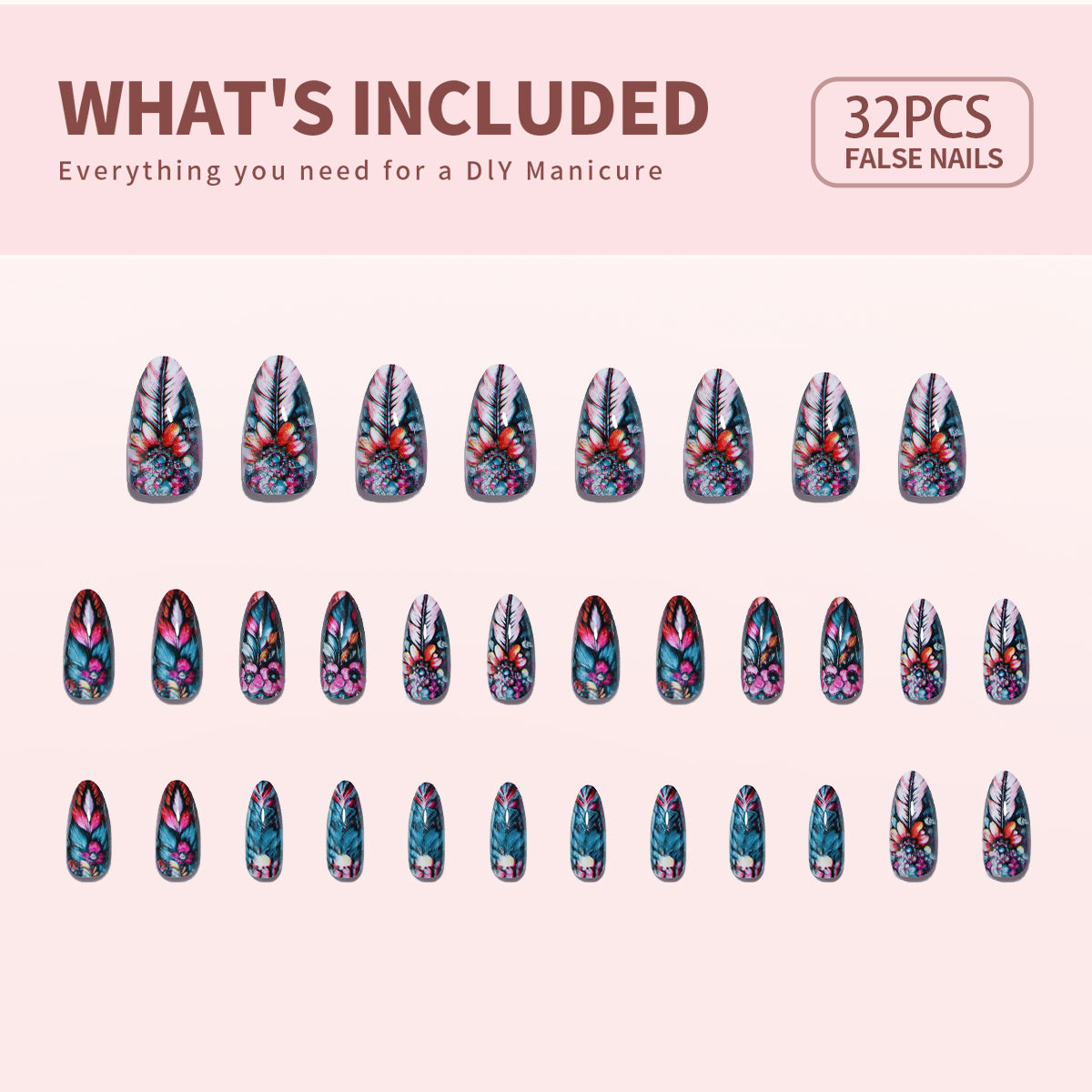 Gel Press On Nail 16 Sizes-32 Pcs Kit BKS3162