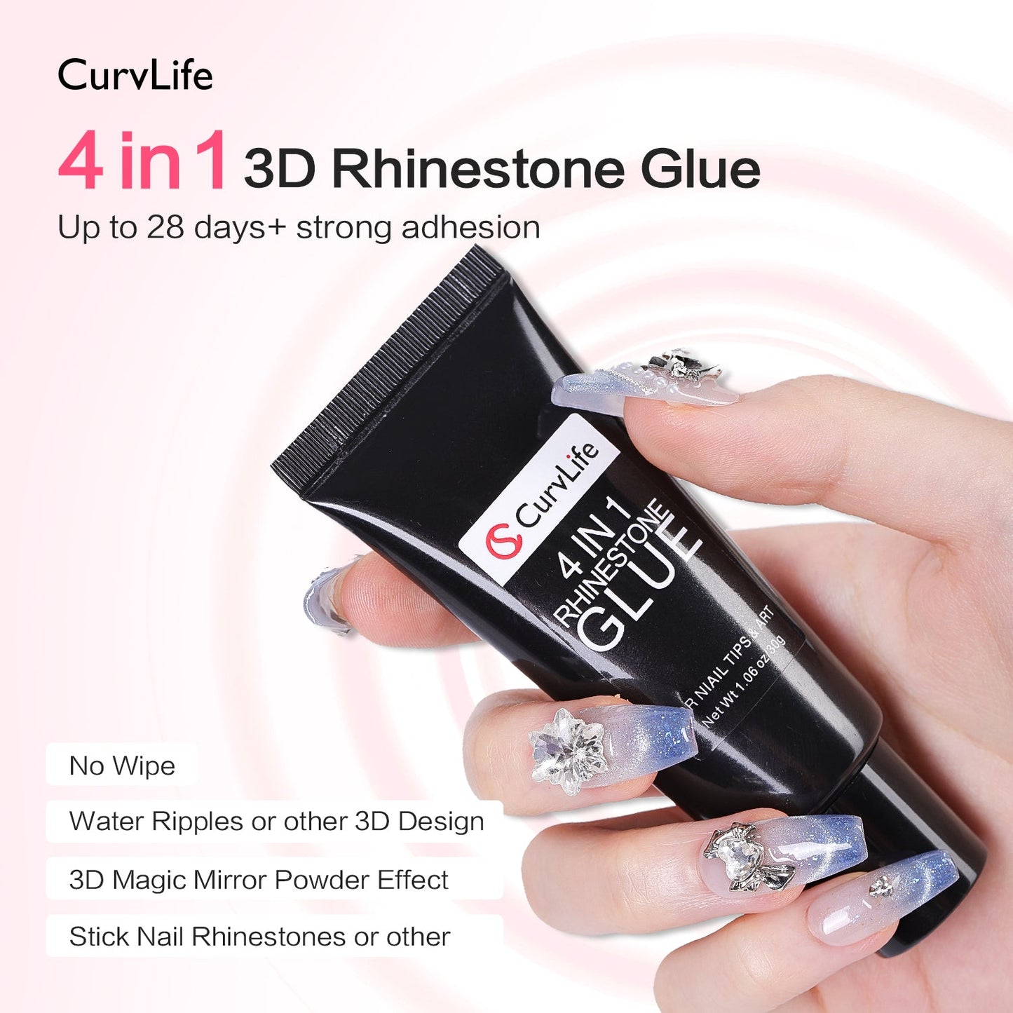 4 in 1 Nail Art Glue Rhinestones 3D Designs and Decorations