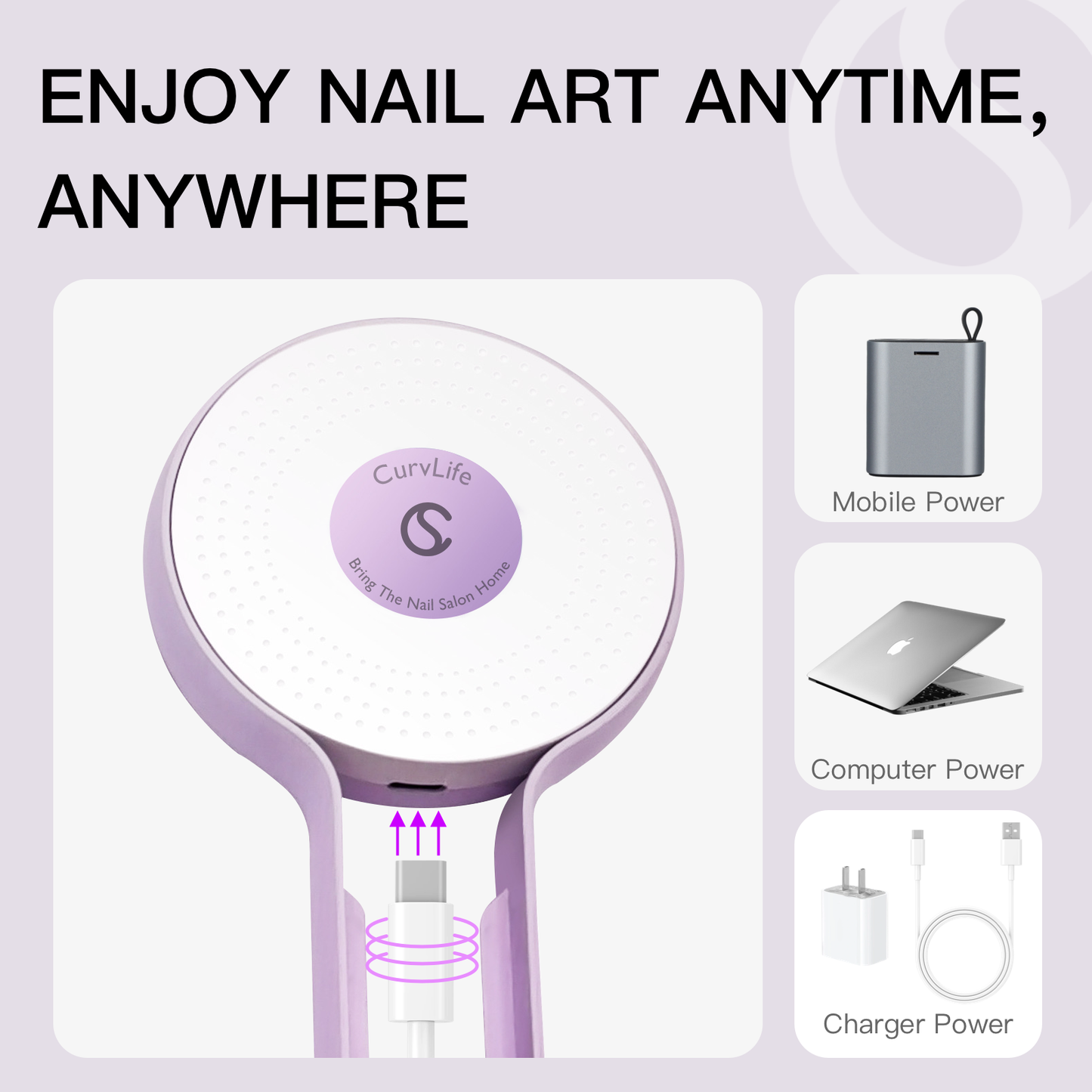 Portable UV nail curing lamp