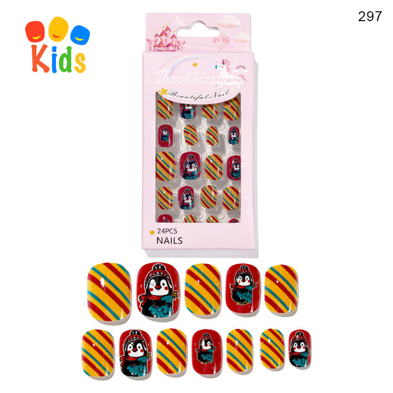Mini Press On Nails For Kids 24Pcs-12 Size