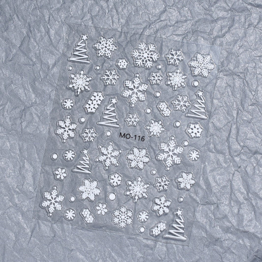 Nail Art Stickers Christmas Embossed Three-Dimensional Snowflake MO-116