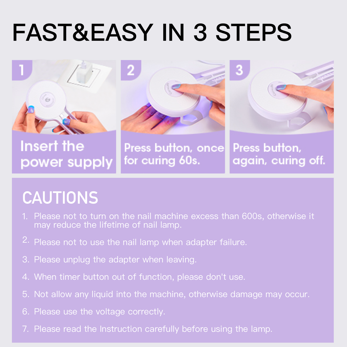 Portable UV nail curing lamp