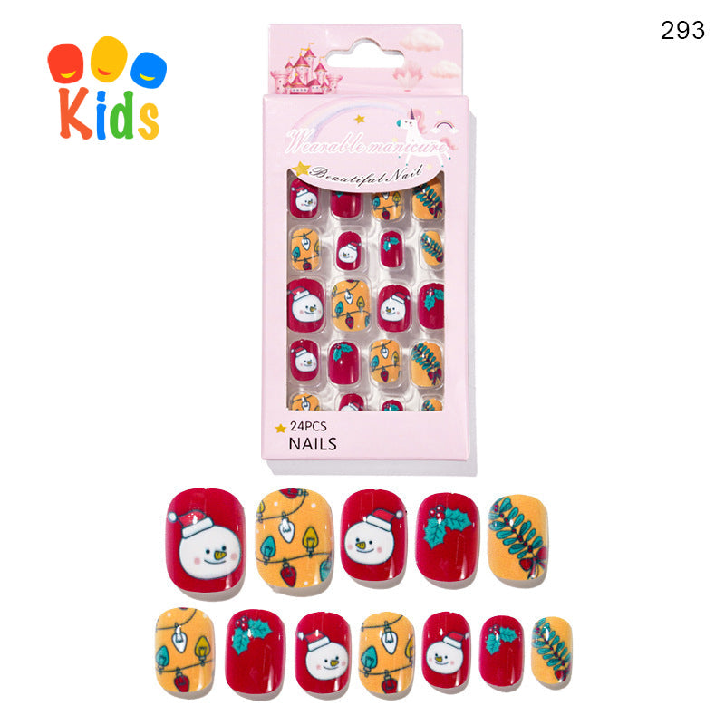 Mini Press On Nails For Kids 24Pcs-12 Size