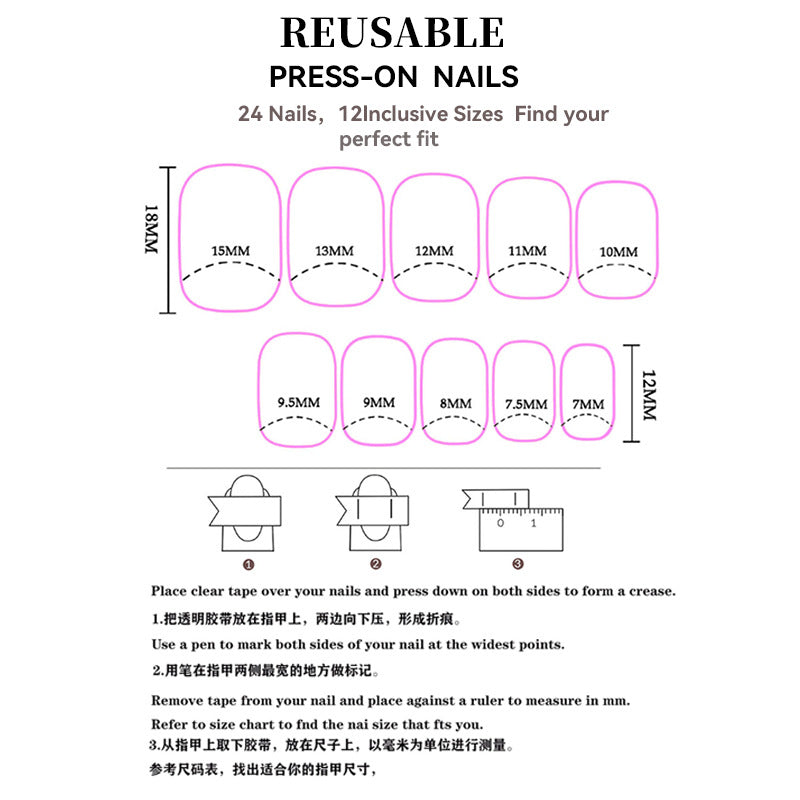 24pcs/Set Press On Nail JML019