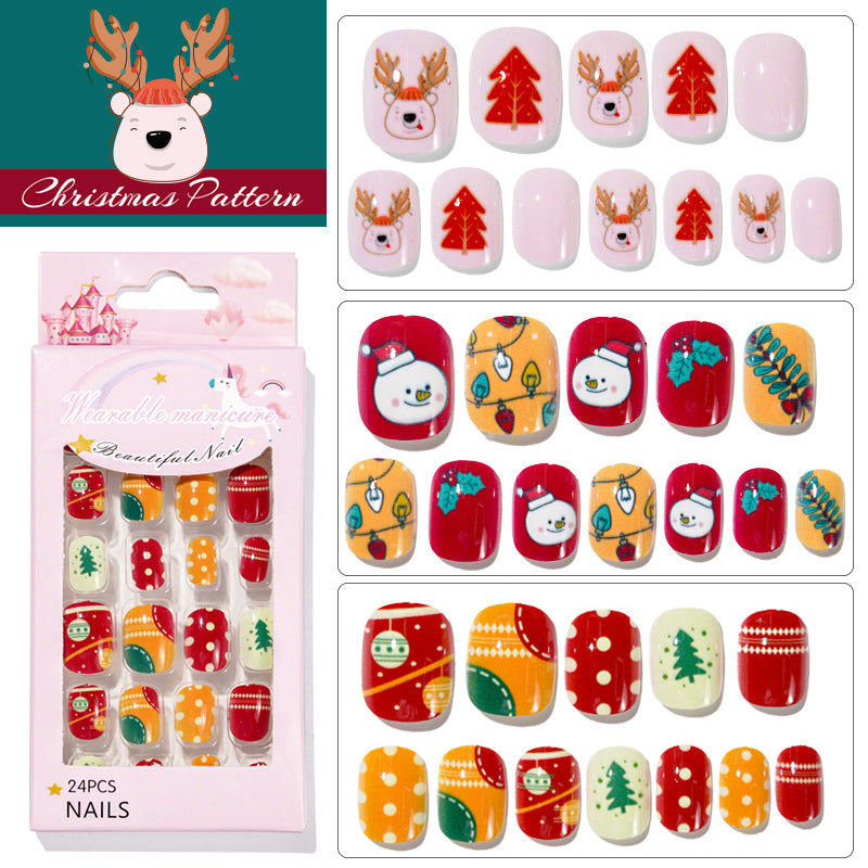 Mini Press On Nails For Kids 24Pcs-12 Size